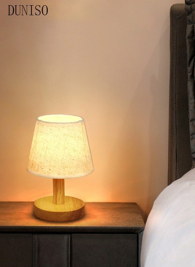 DUNISO Bedside Table Lamp，USB Desk Reading Light with Switch，Small Table Lamp for Bedroom with Flaxen Fabric Shade And Dimmable LED Bulb,for Living Room, Bedroom, Dining Room, Bar, Party, Camping, Café, Office, Dormitory - Image 2